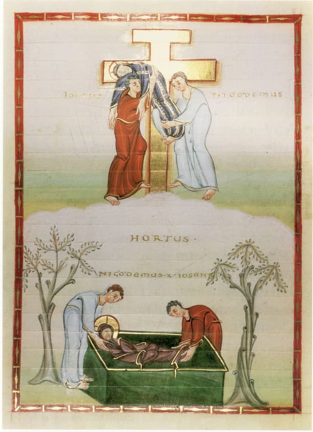 Master of the Registrum Gregorii - Deposition from the Cross and entombment, from the Codex Egberti