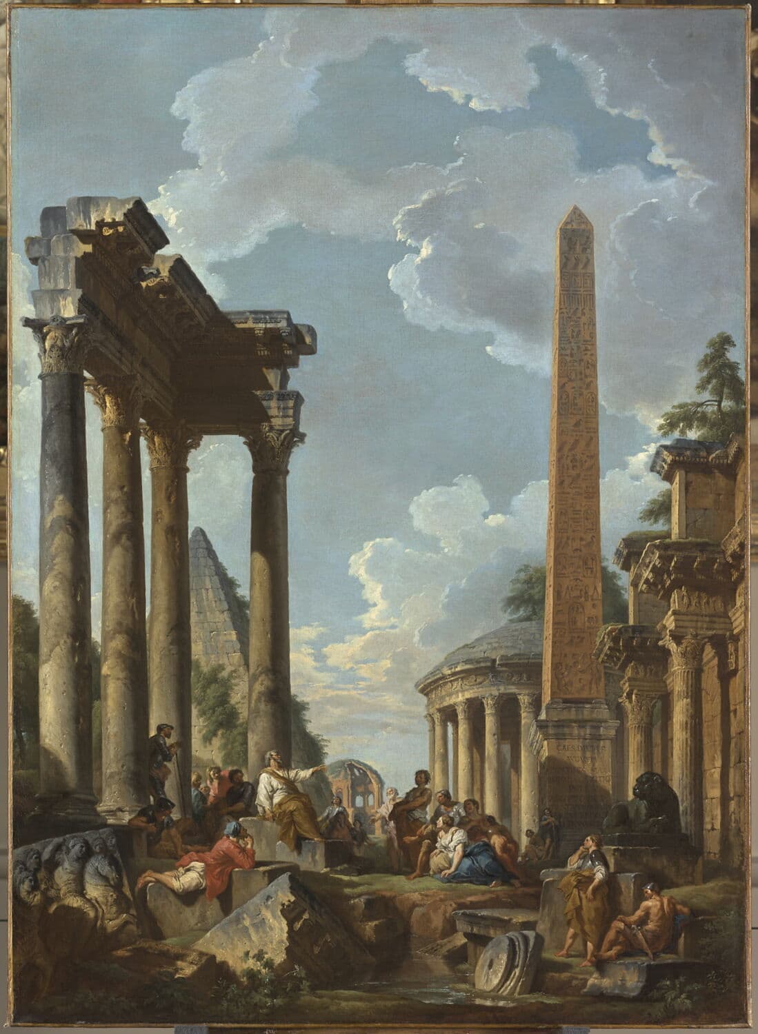 Giovanni Paolo Panini - Architectural capriccio with a preacher in Roman ruins